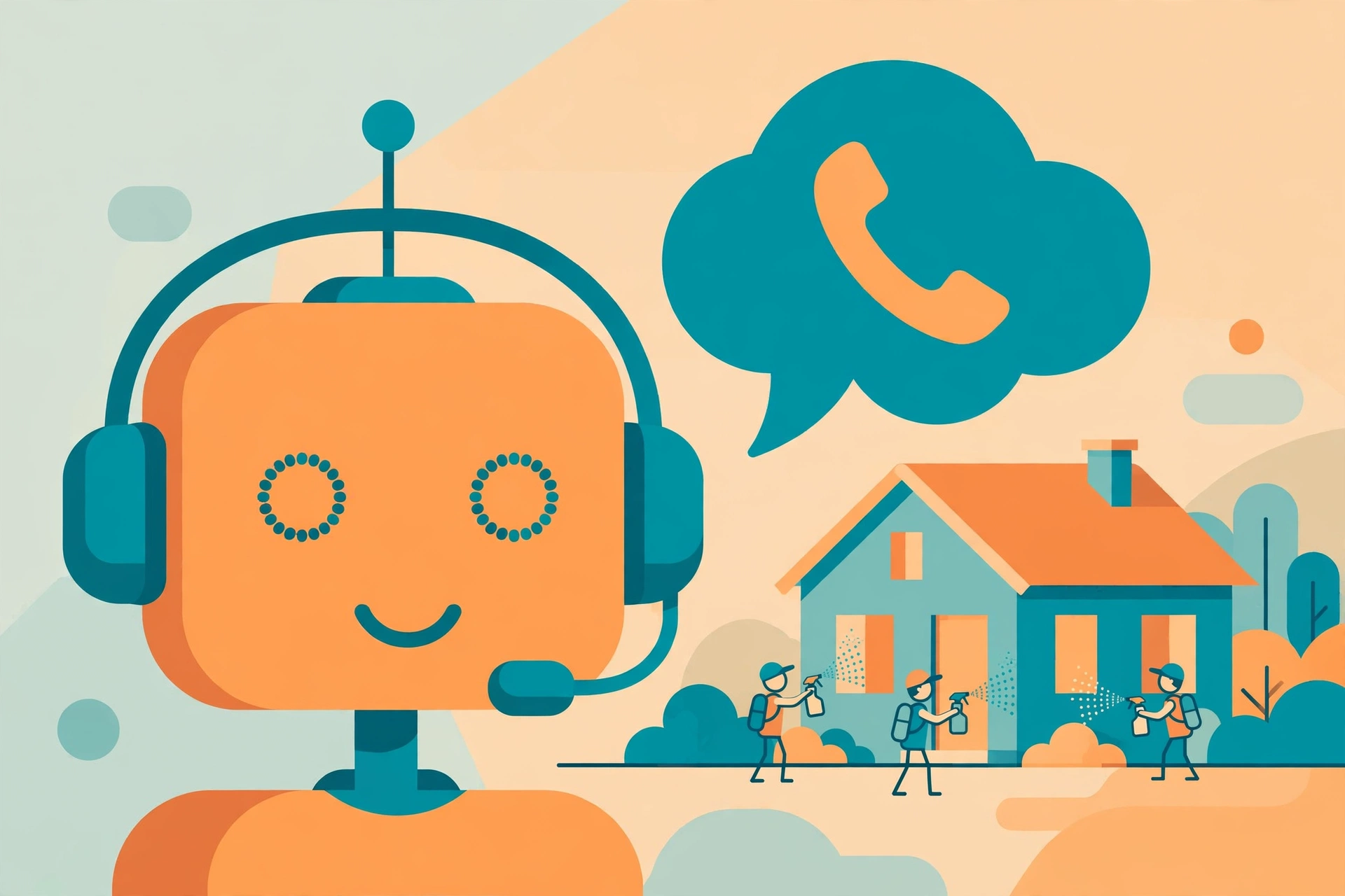 AI phone assistant answering a missed call for a cleaning company while the crew is on a job