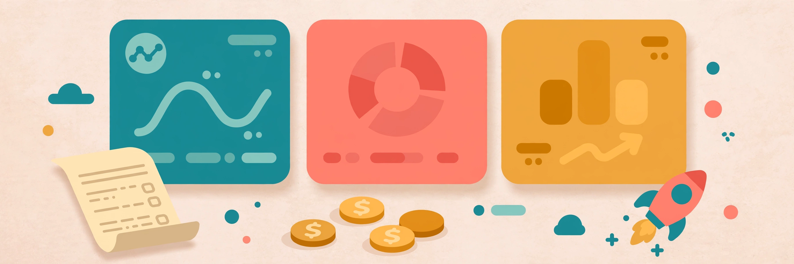 Flat vector illustration comparing three HR and payroll software dashboards for the Gusto vs Rippling vs Deel comparison