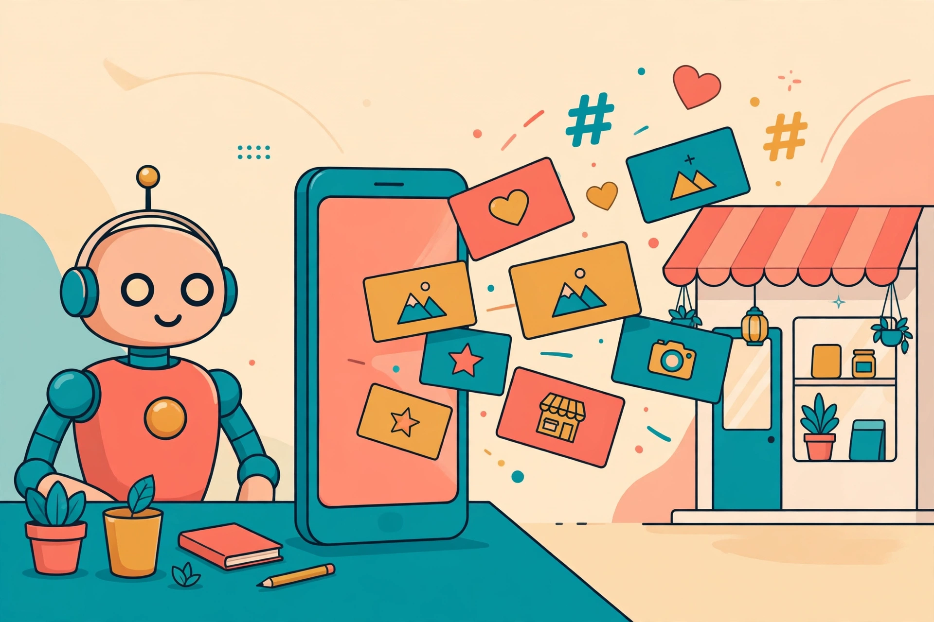 AI assistant generating social media posts for a small business