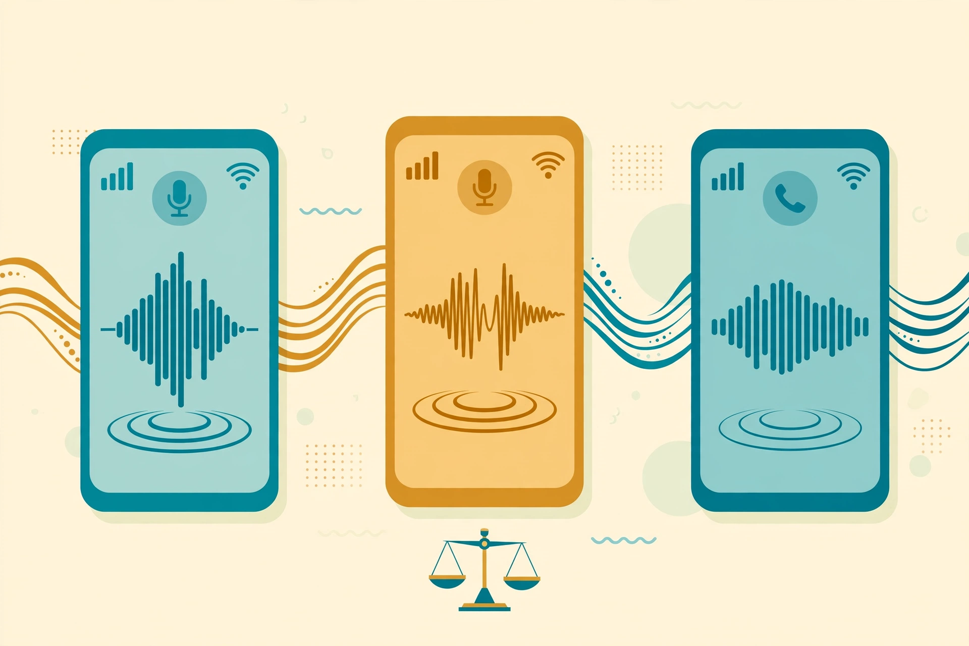 Three AI voice agents side by side in a call-quality comparison