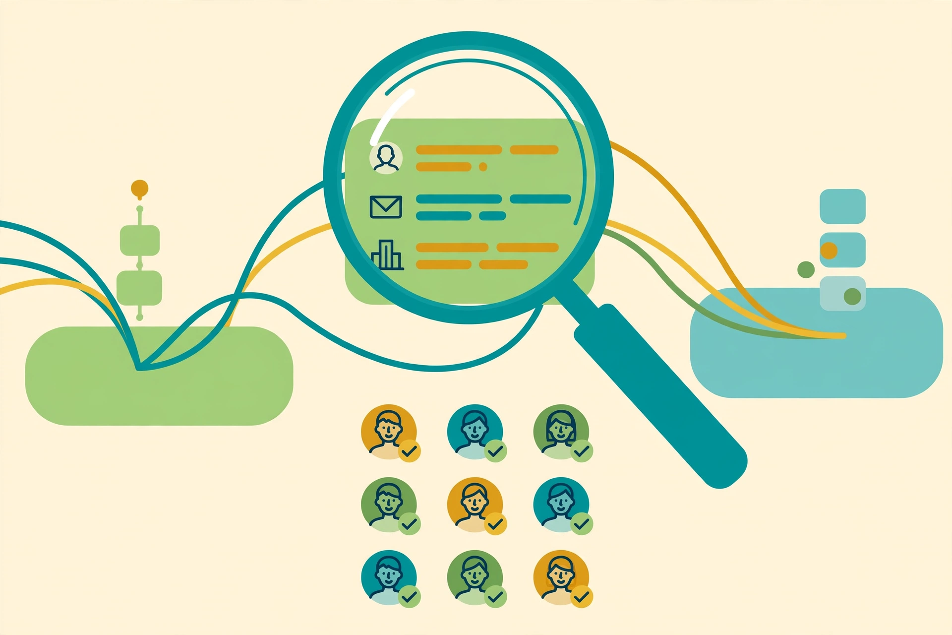 Sales prospecting and lead enrichment concept with contact data flowing between platforms