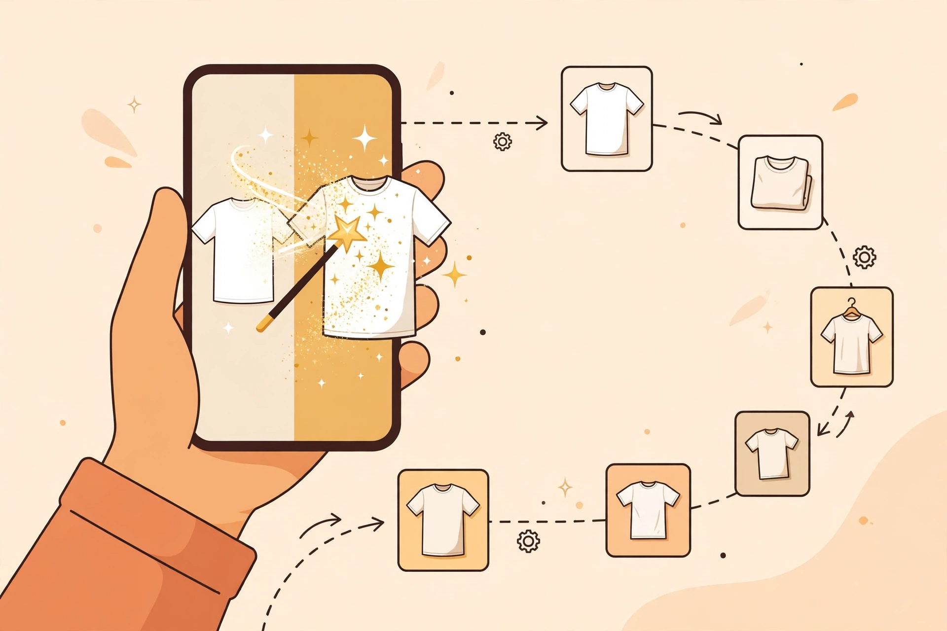 Bulk editing product photos on a smartphone with AI assistance