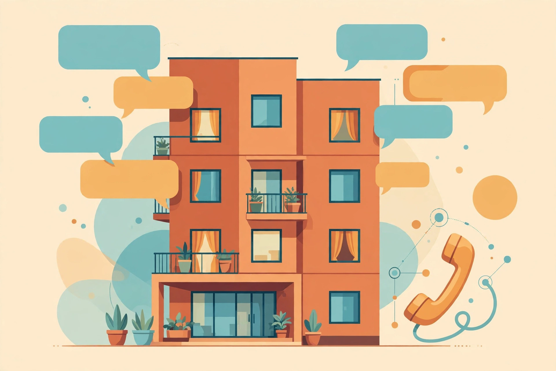 AI leasing assistant helping a property manager — hero illustration