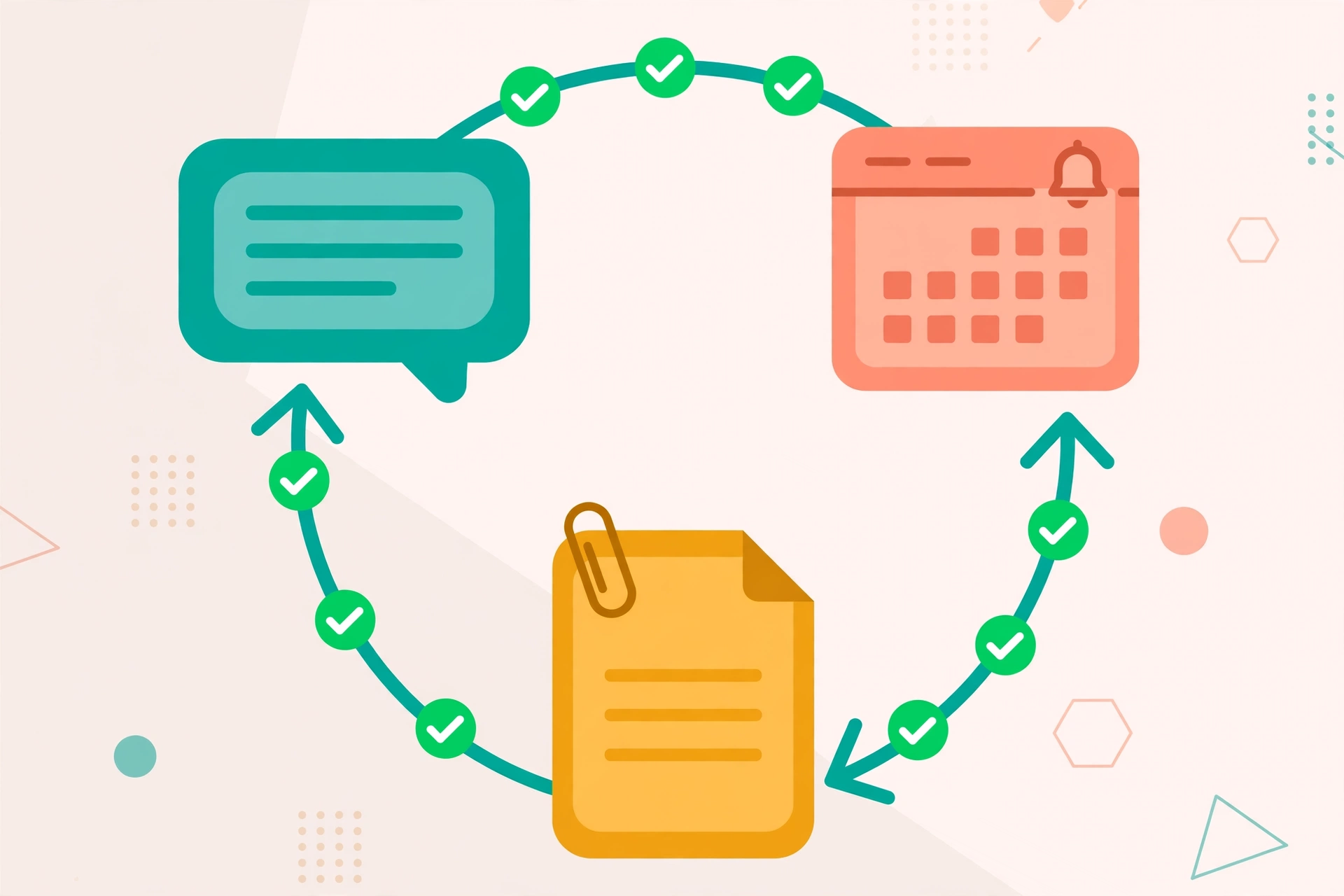 Verification workflow looping from chat to document to calendar reminder